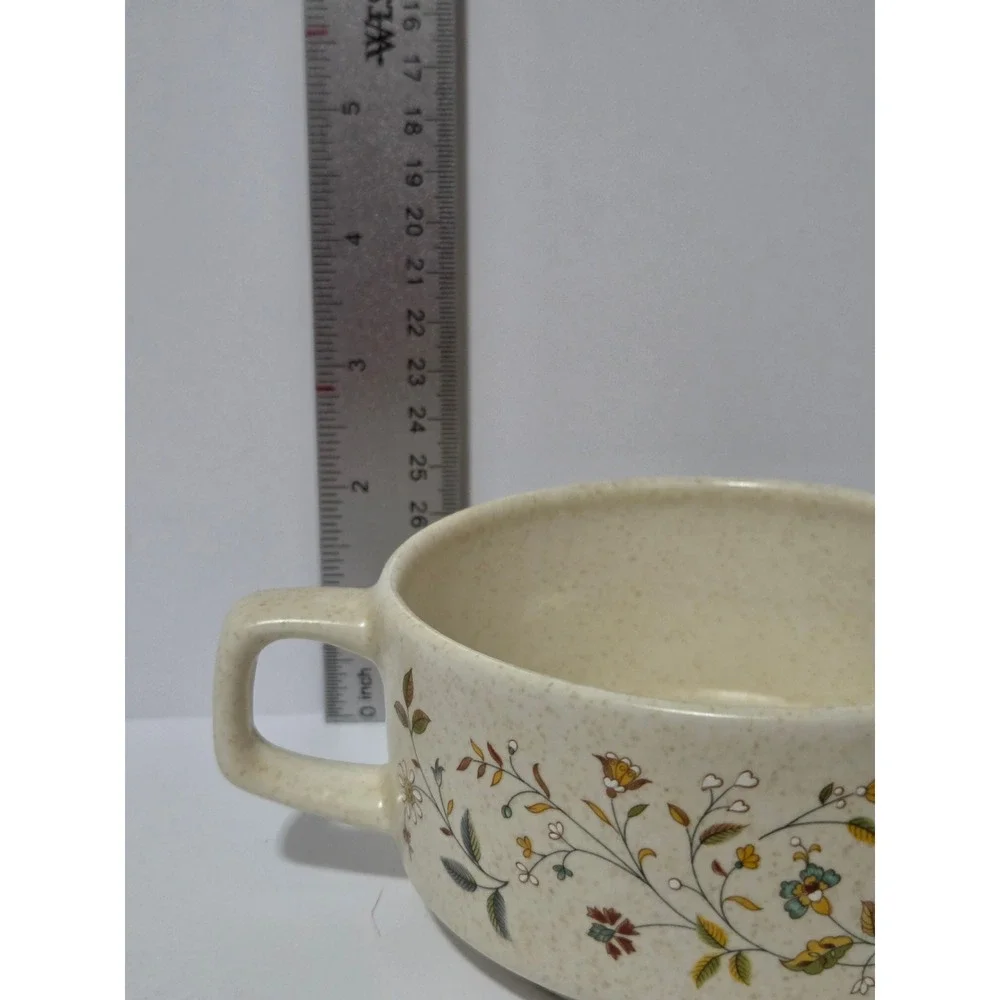 Lenox Temper-ware Merriment Sugar Bowl Double Handle Floral Stoneware Vintage